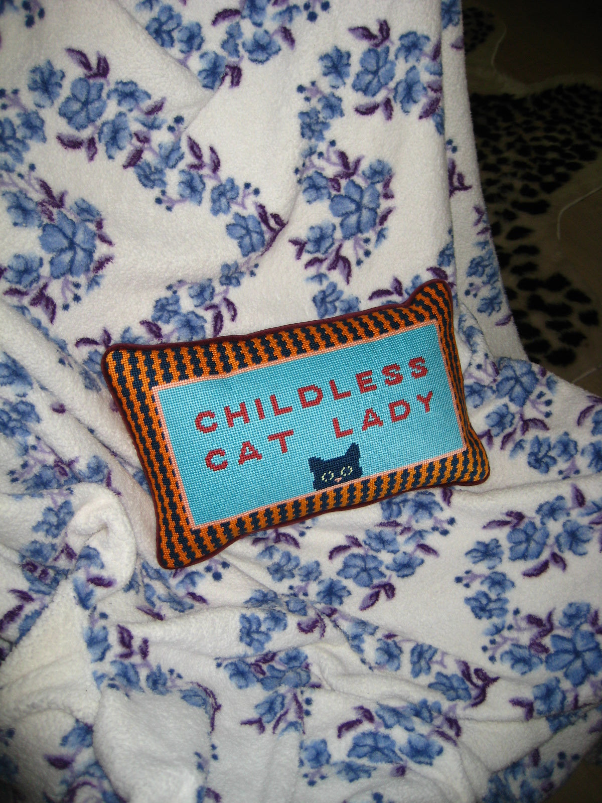 childless cat lady needlepoint
