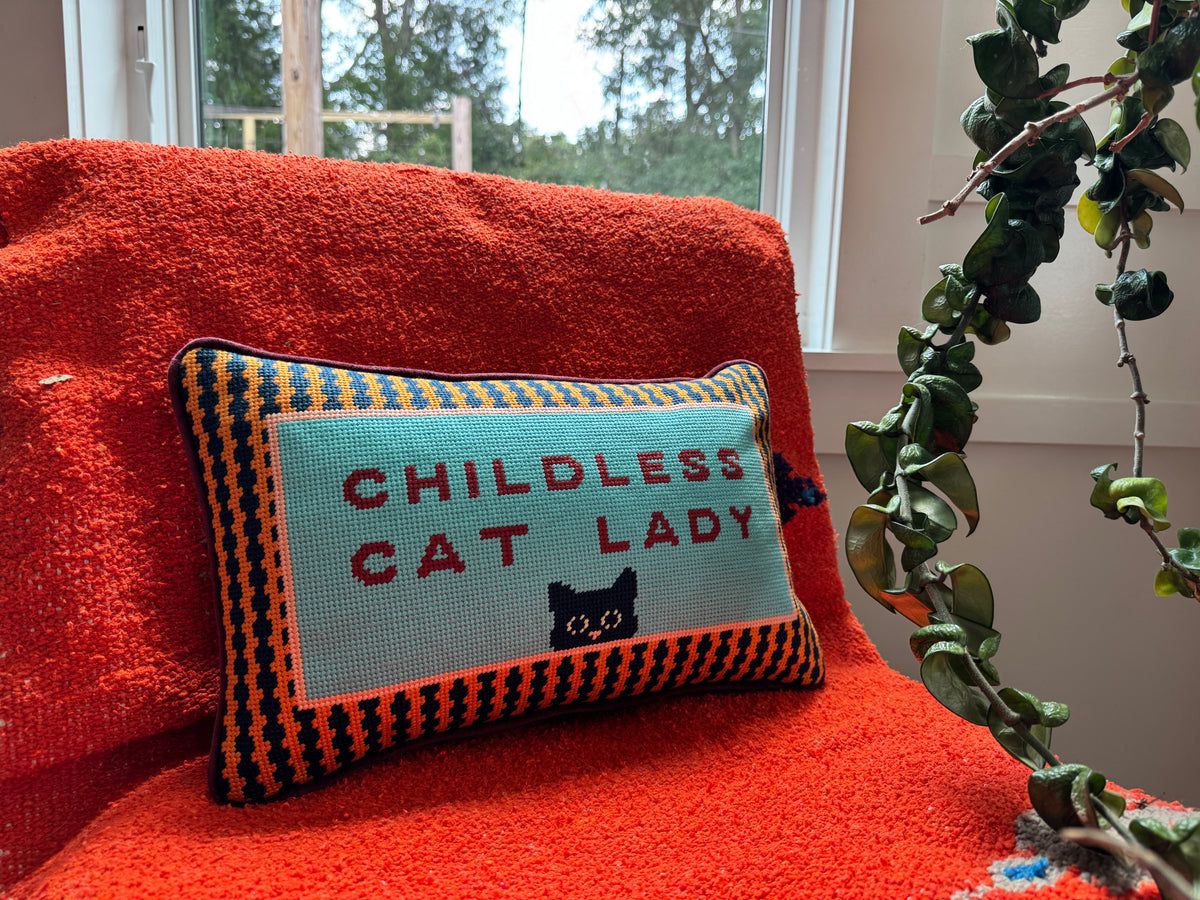 childless cat lady needlepoint