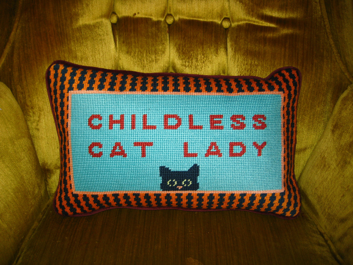 childless cat lady needlepoint